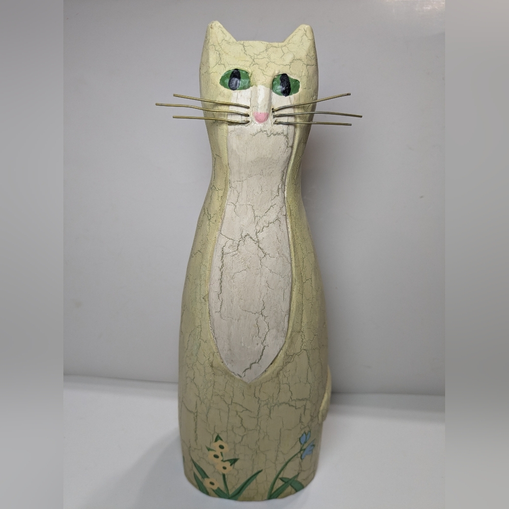 Vintage Wooden Cat Figurine